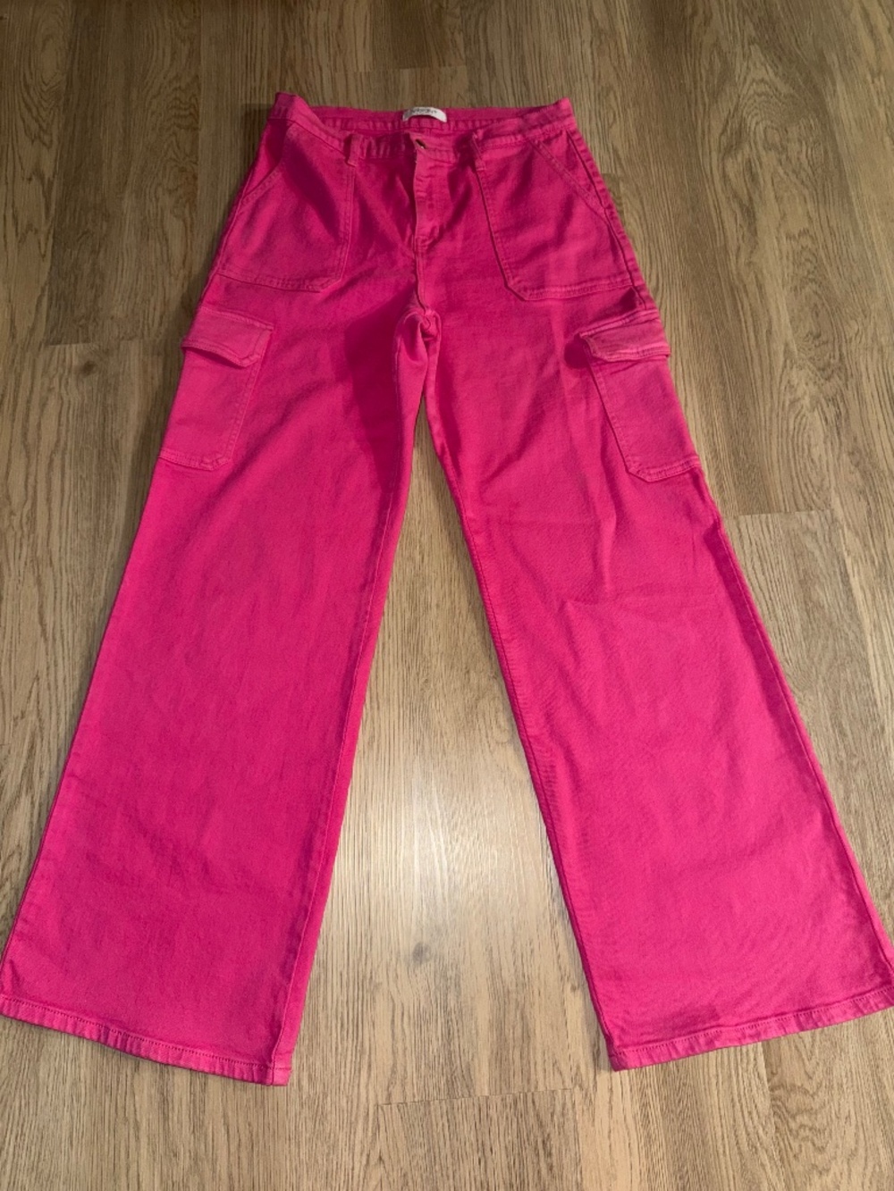 Vibrant M.I.U Hot Pink Wide Leg Cargo Jeans Y2K Utility Pants